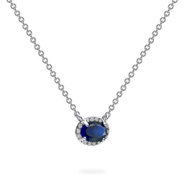 White Gold Sapphire and Diamond Neckalce
